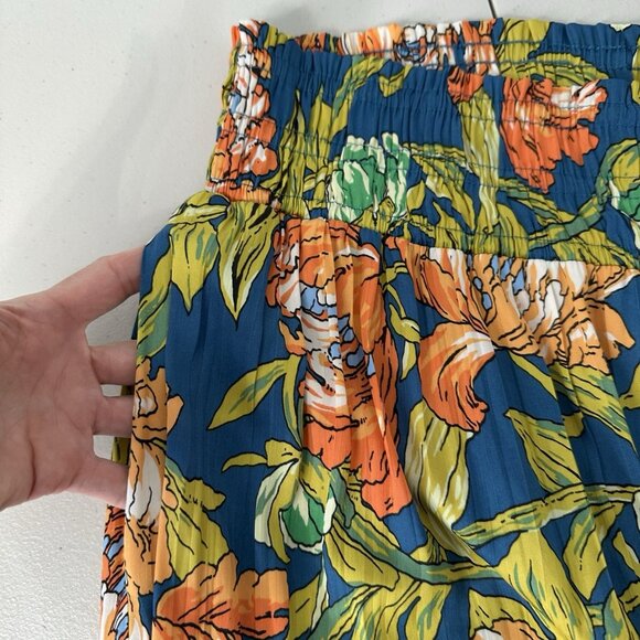 Anthropologie Somerset Maxi Skirt Size M Floral Blue Orange Tiered - Picture 5 of 11